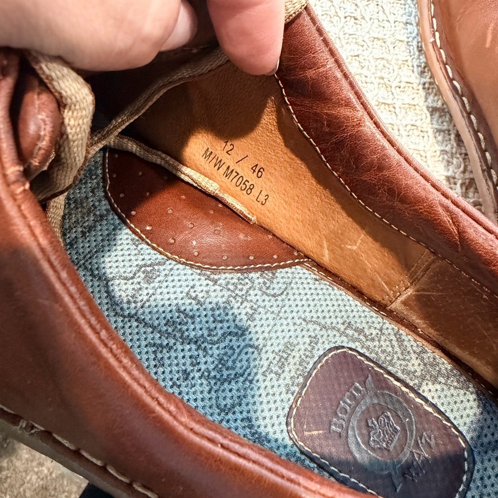 Born Brown Leather Men's Slip-On Lace Casual Shoes - Picture 8 of 8
